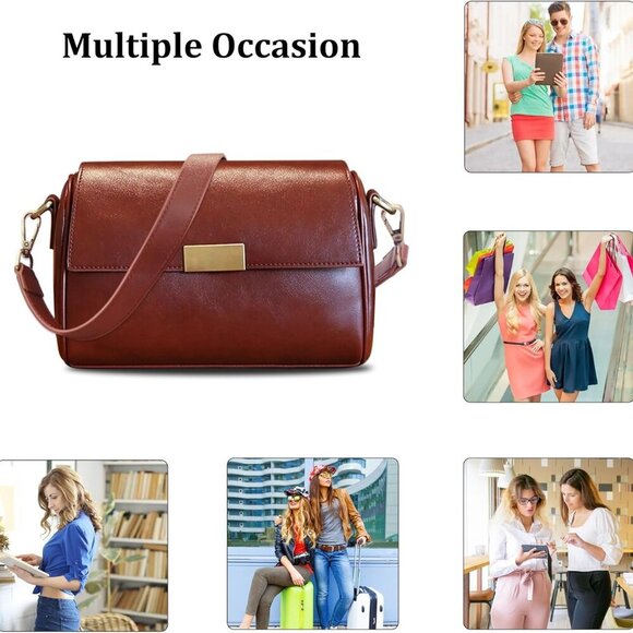 Premium Vegan Leather Shoulder Bag for Women,Detachable 2-Strap Crossbody Bag, L - Picture 7 of 9